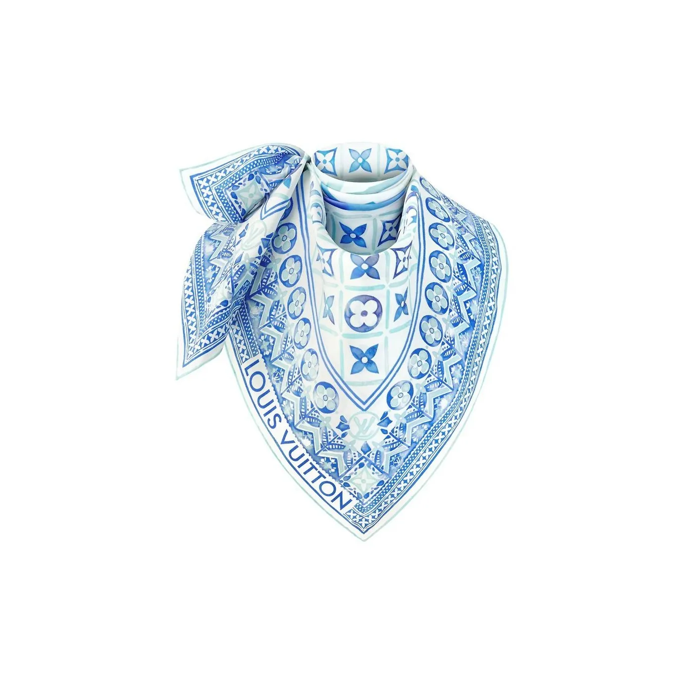 LOUIS VUITTON Silk Scarves Unisex Blue