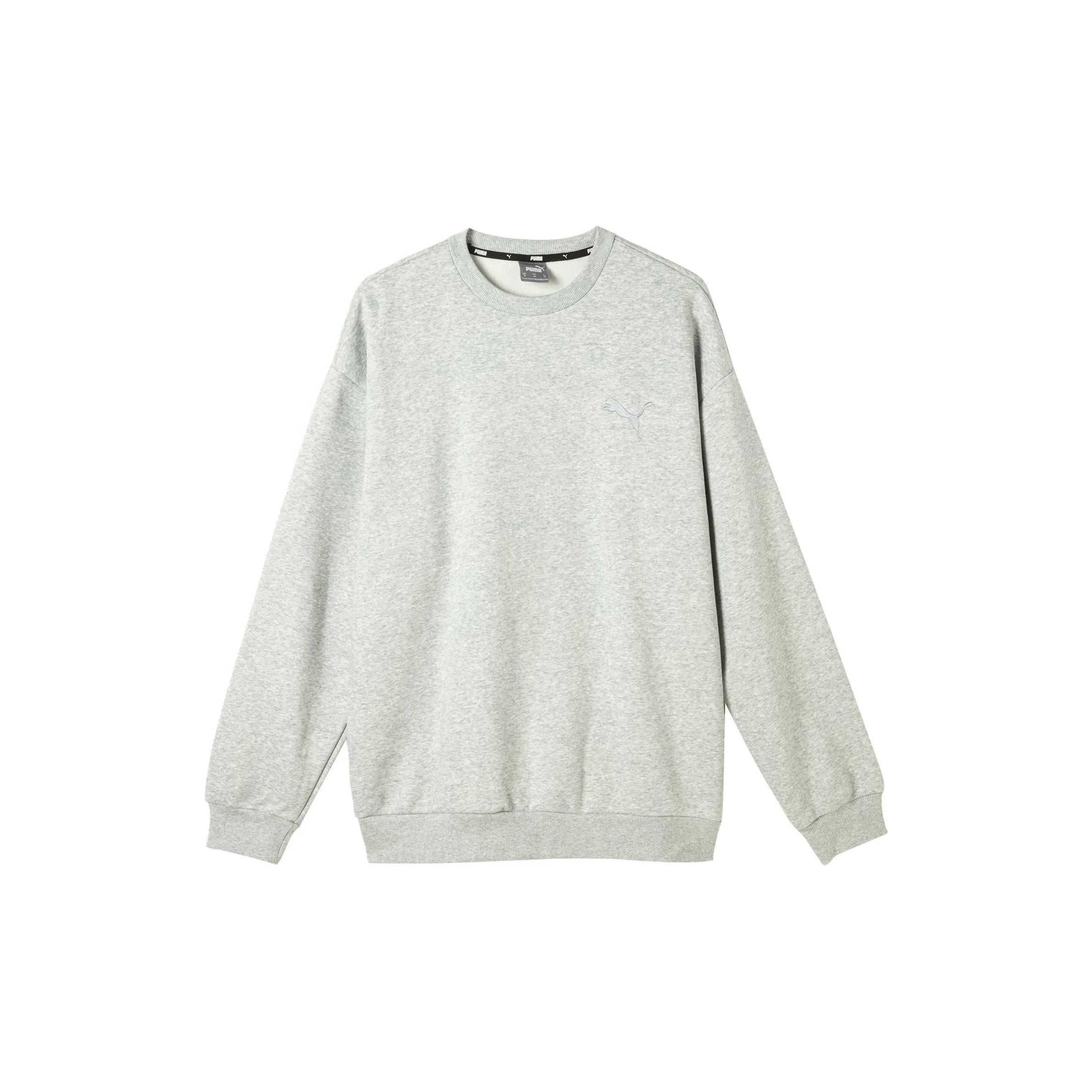 PUMA ELEVATED CREWNECK FL Толстовка Мужская Светлый Меланжевый Серый