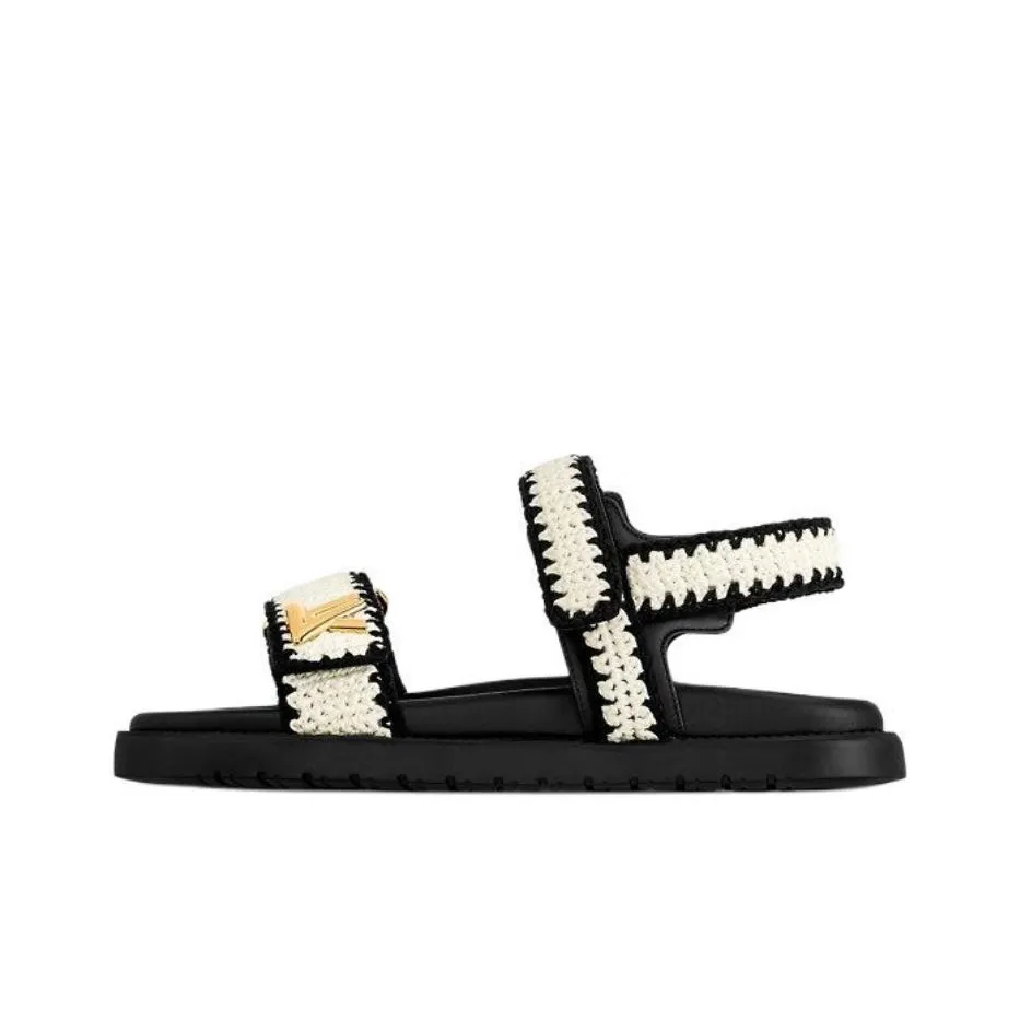 LOUIS VUITTON Sunset Painted Series Comfort Strap Sandals Women's Black