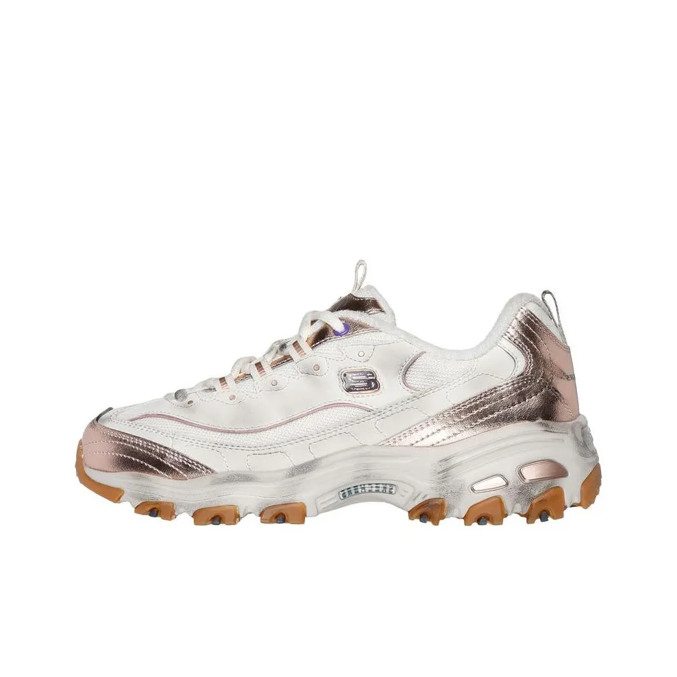 Skechers DLITES Low Top Chunky Sneakers Women's White Pink Gold