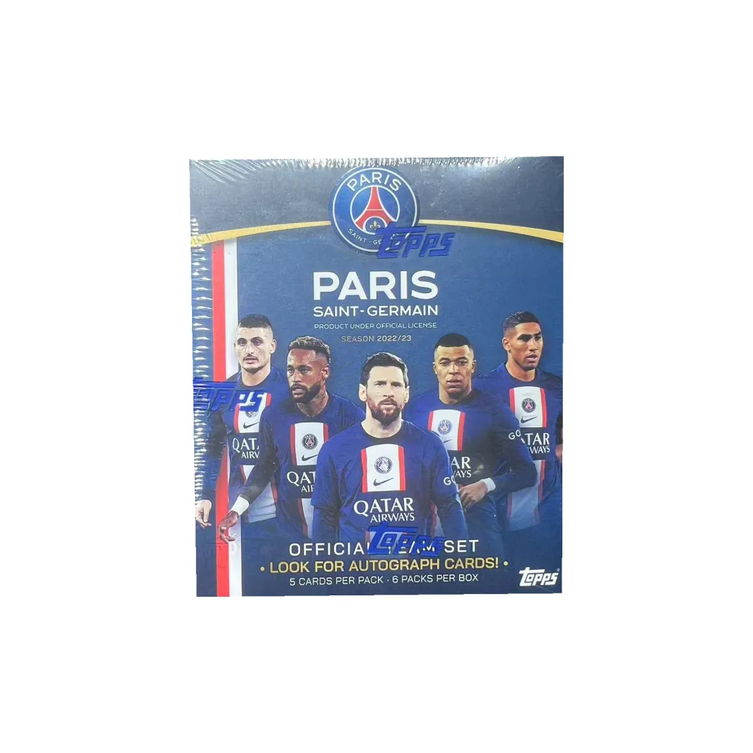 Topps 2022 23 PARIS SAINT GERMAIN Париж Клуб Официальный Команда Коробка Soccer Star Карточки Спортивные карты Целая коробка