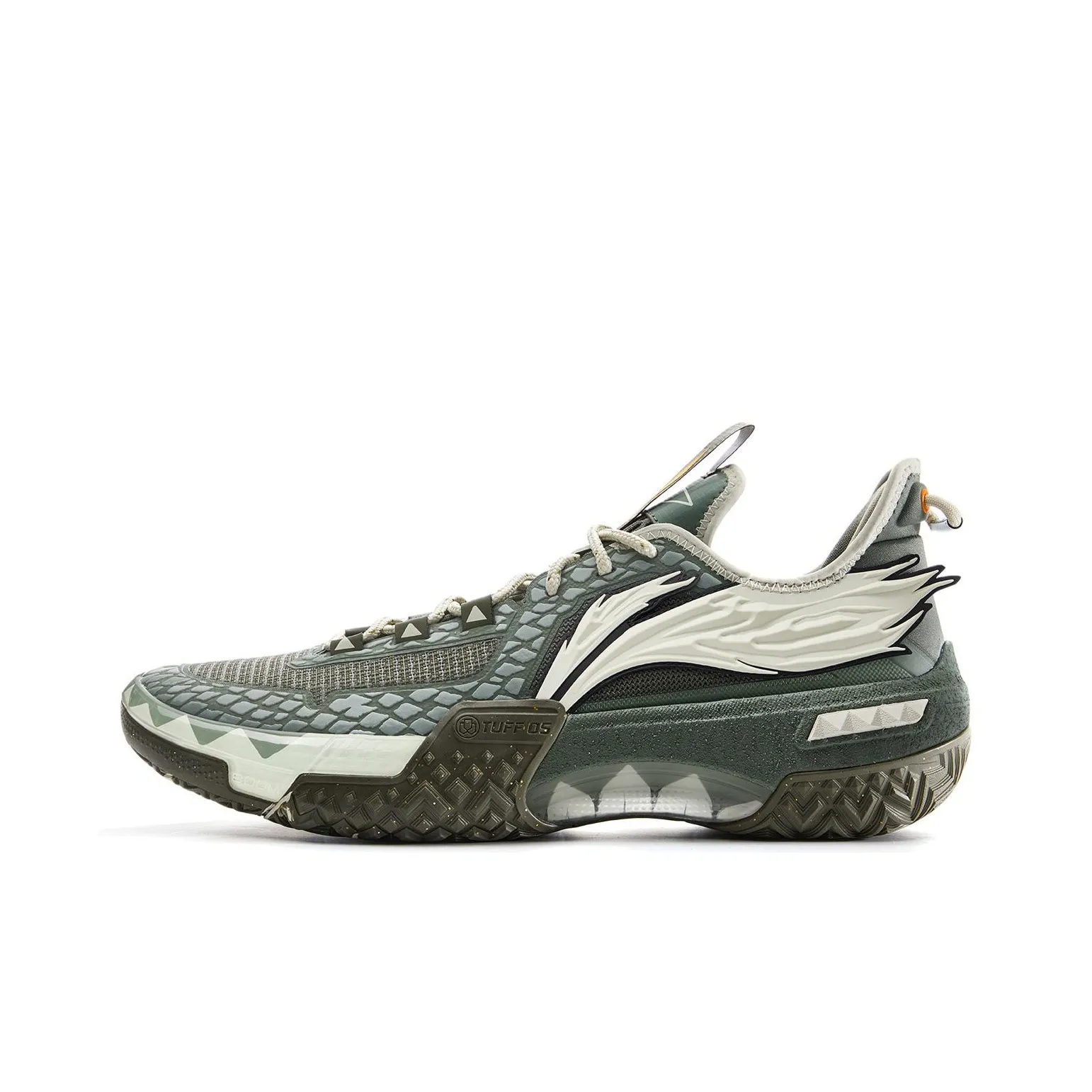LiNing Shudder Cushioned Slip Resistant Lightweight Rebound Low Top Basketball Helsinki Shoes Men's Yellow Green