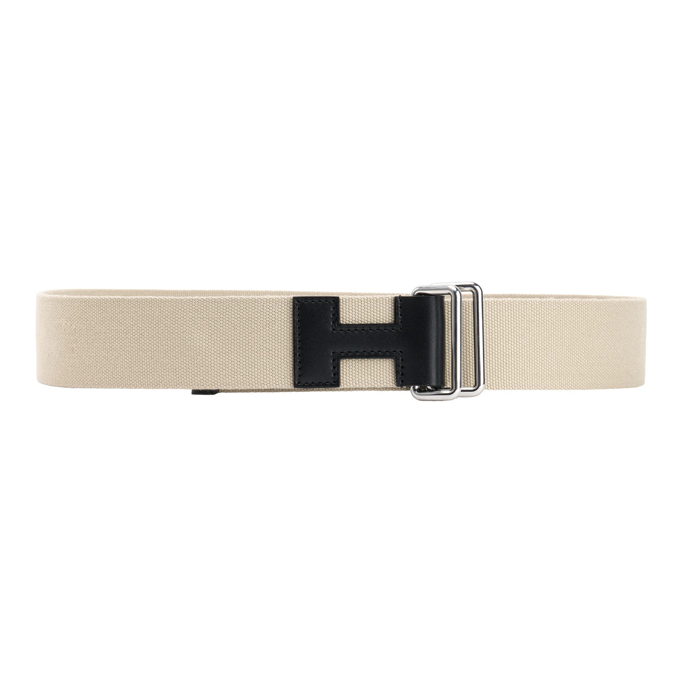 HERMES Cow Leather Leather Belts Unisex Beige 4cm