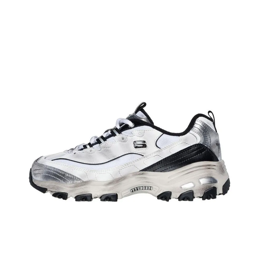 Skechers D'LITES 1,0 Амортизация Устойчивость к истиранию Поддержка Легкий Низкий Топ Кроссовки с толстой подошвой Женские Белый Черный