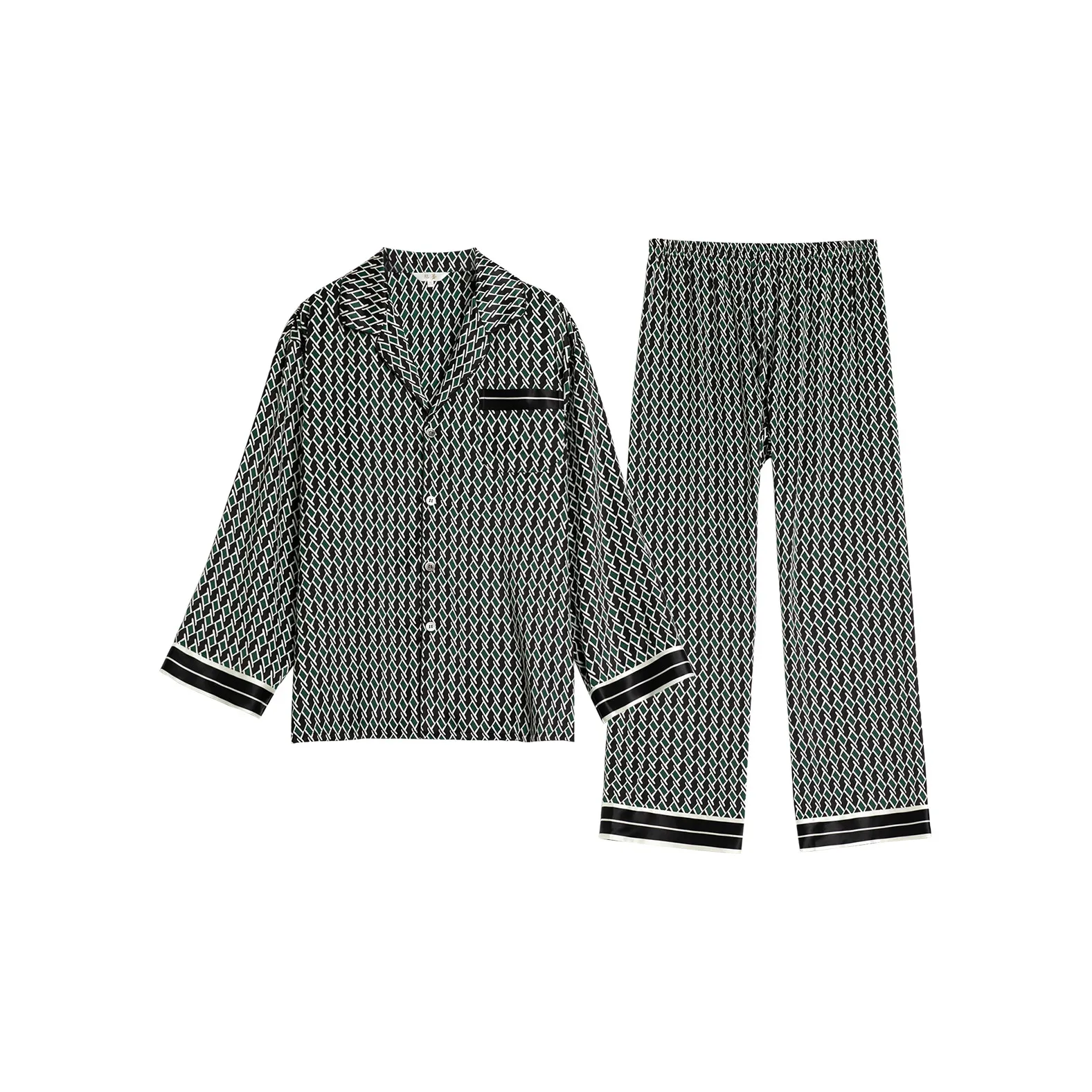 Silk Boundary Pajama Set Men's Black