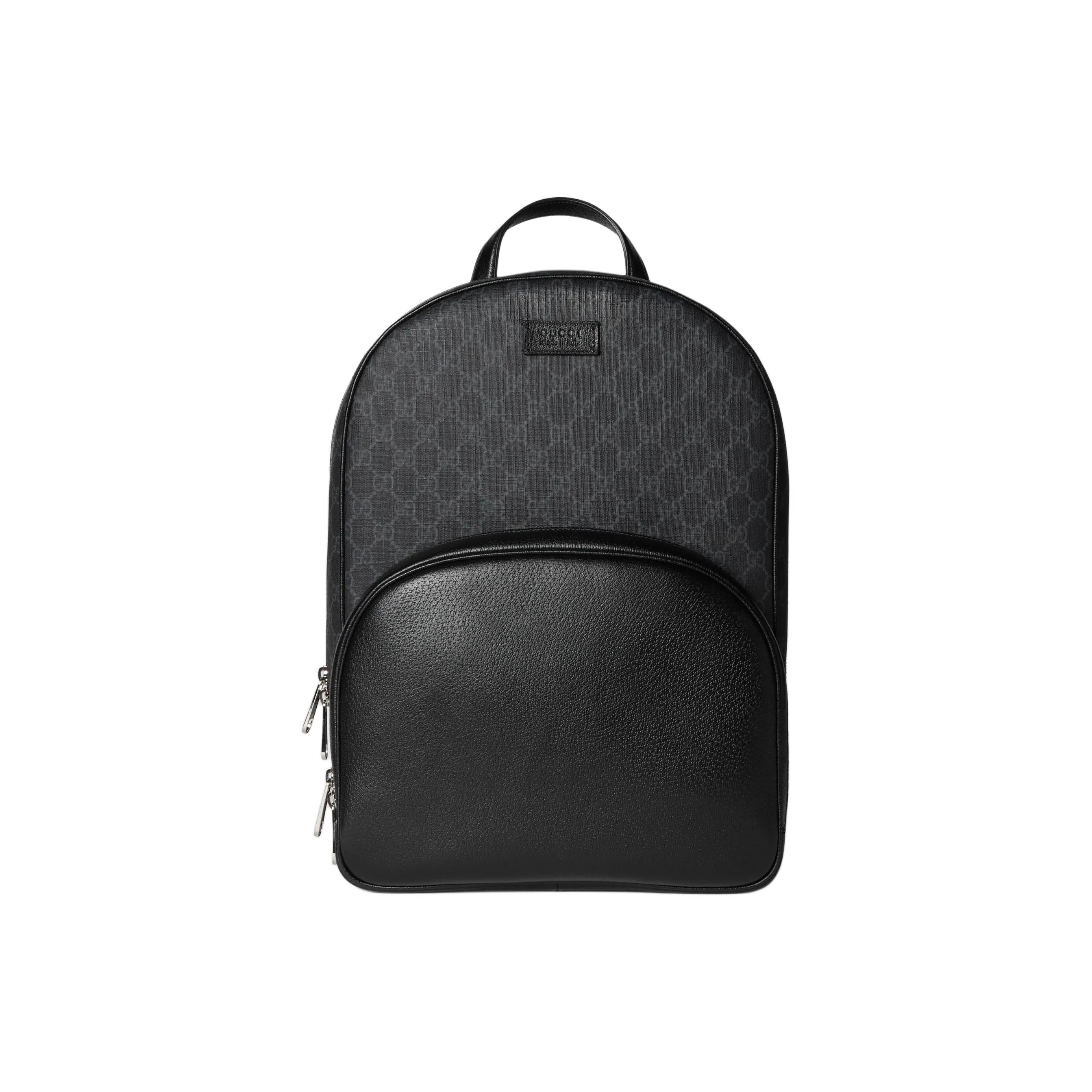 GUCCI Canvas With Leather Trim Backpack Medium Size Men's Black