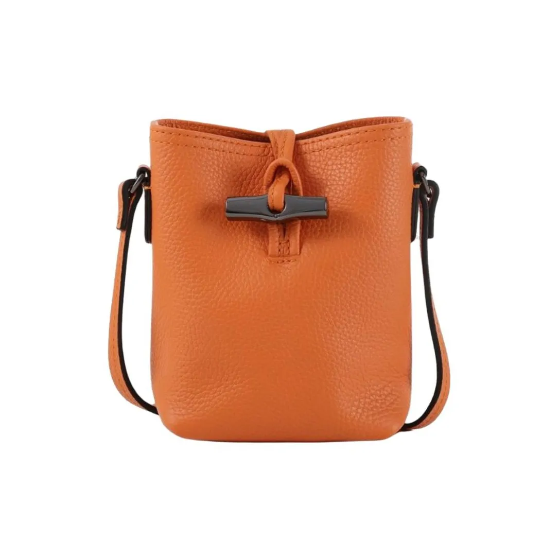 LONGCHAMP Longxiang Roseau Cow Leather Bucket Bag, Shoulder Bag, Crossbody Bag Women's Orange