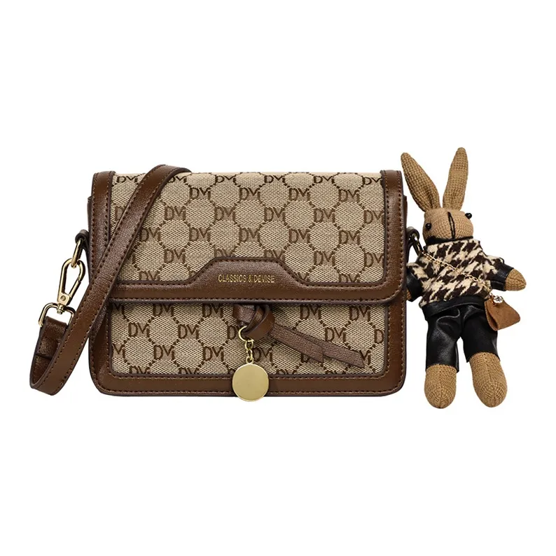 PESASRIE PVC Текстильная сумка через плечо стандартная женская кофейного цвета