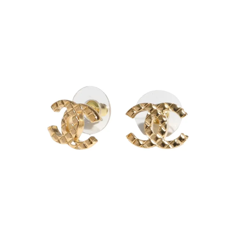 CHANEL Metal Stud Earrings Women's Gold