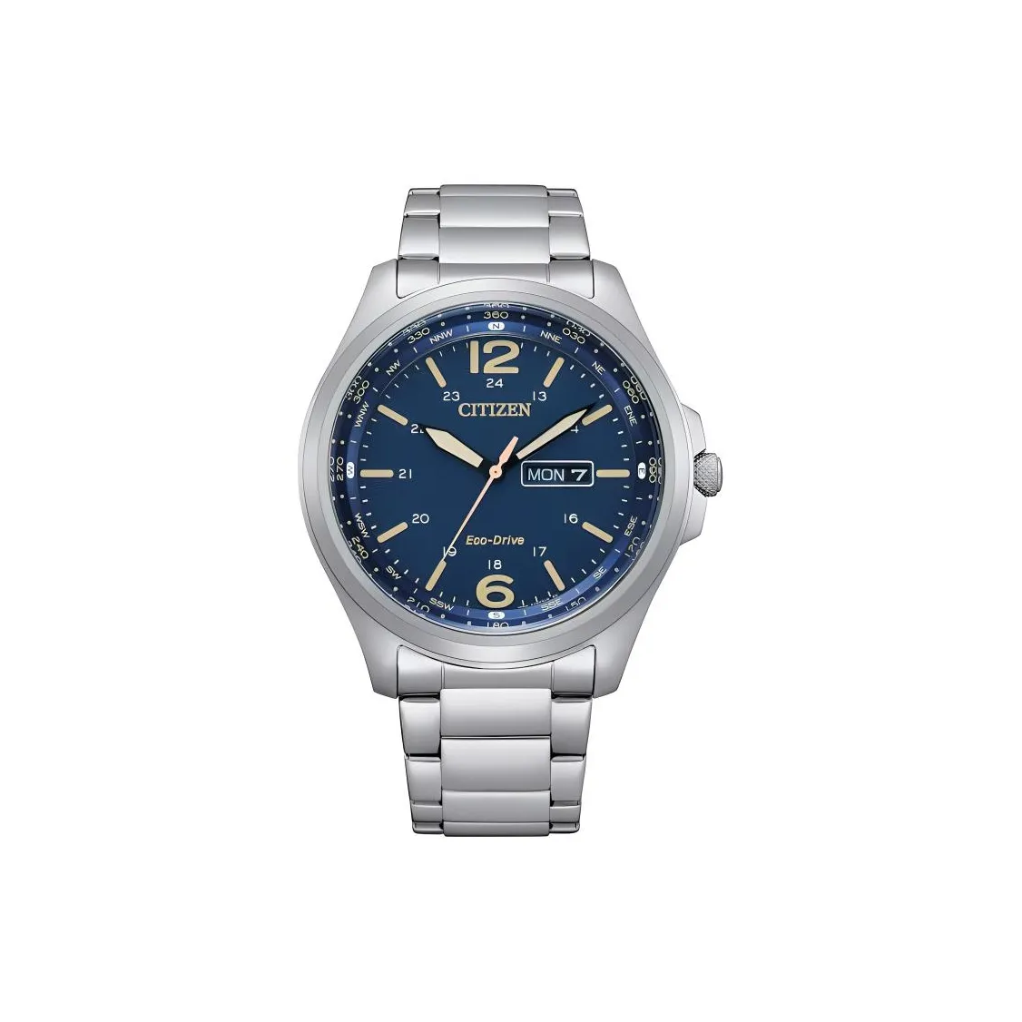 CITIZEN Eco Drive Series Светильник Кварцевый механизм Нержавеющая сталь Ремешок Часы Мужские Часы Синий циферблат