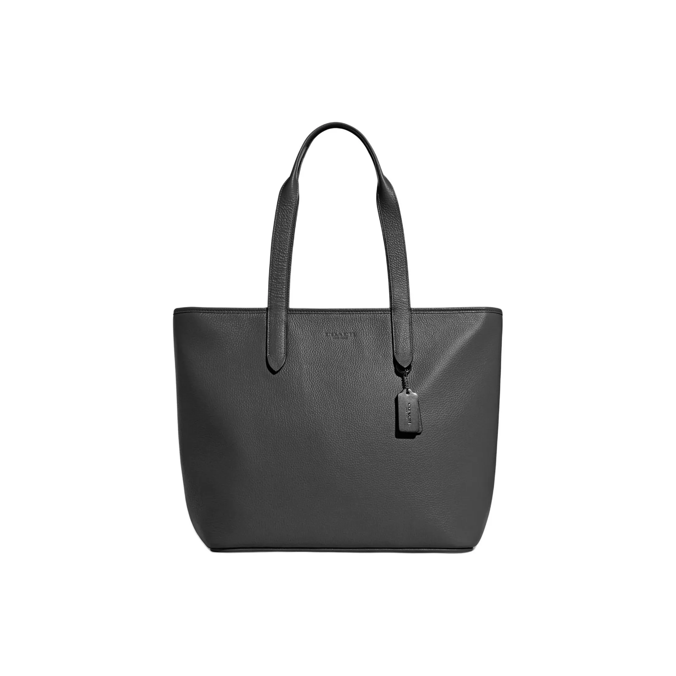 COACH Sullivan Пескоструйная кожа Тоут Сумка Сумка для покупок Сумка через плечо Сумка Большая Мужская Черная Серый