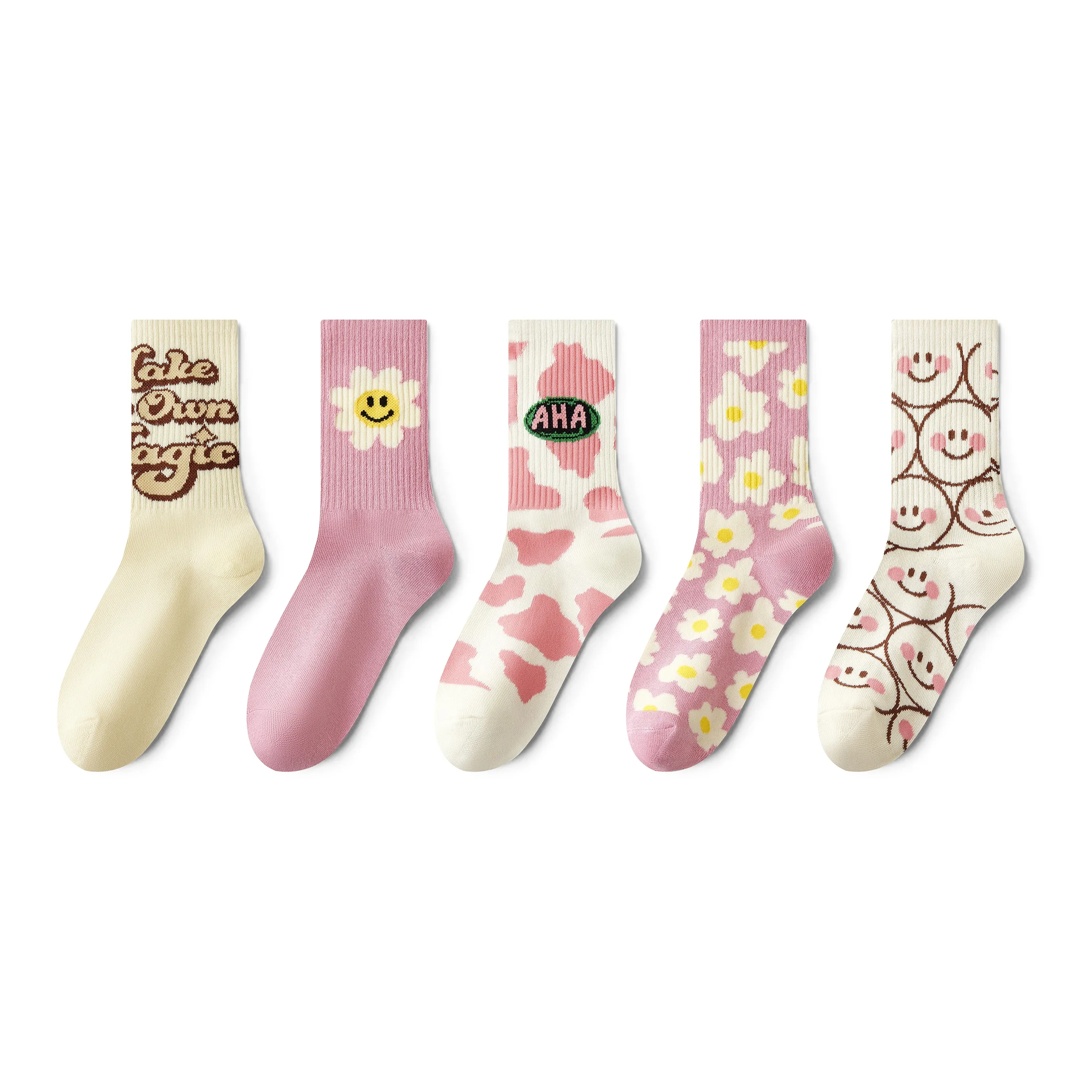 PLAN IN Mid Calf Socks Unisex 5 Pairs Gift Box Set
