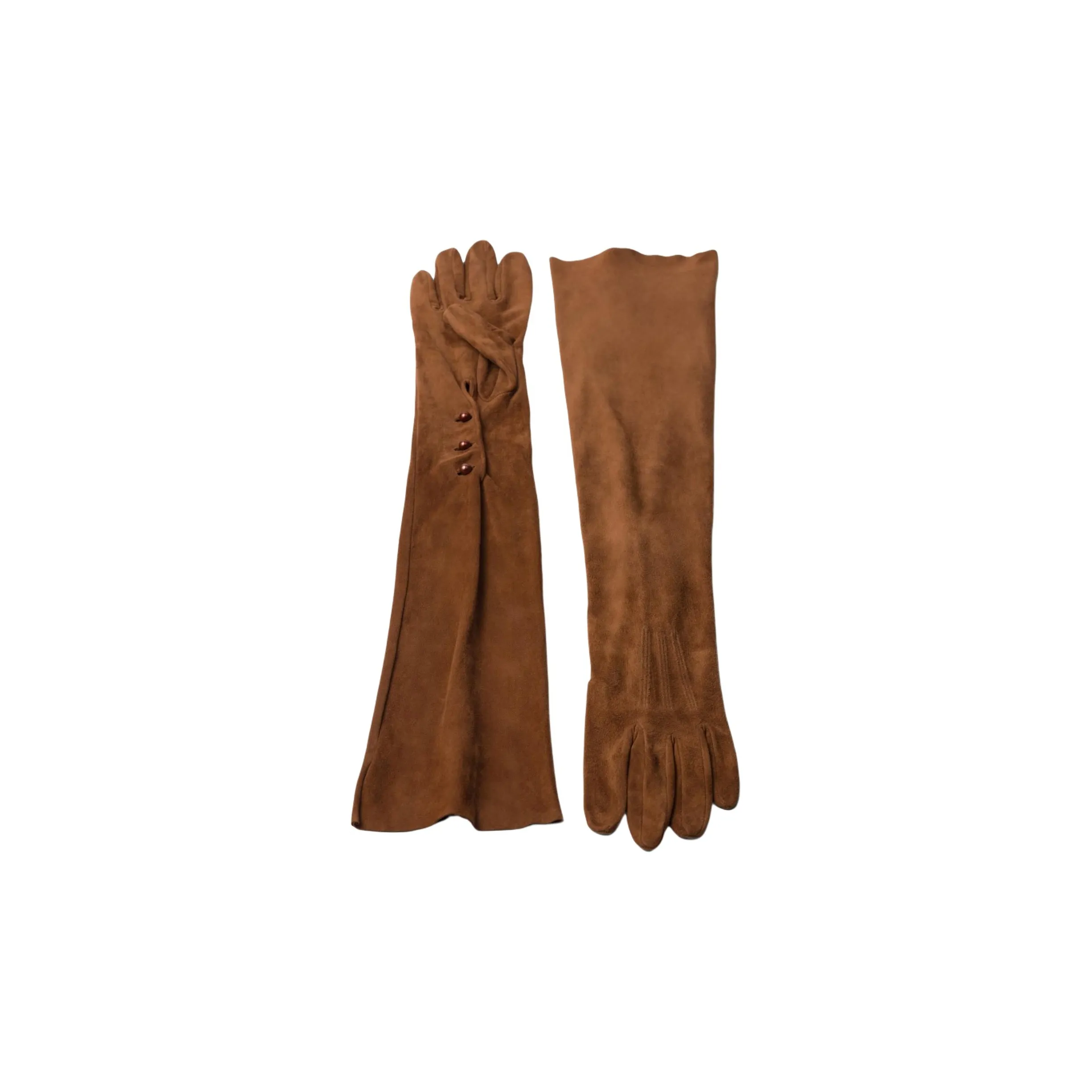 PRADA Leather Gloves Women's Brown