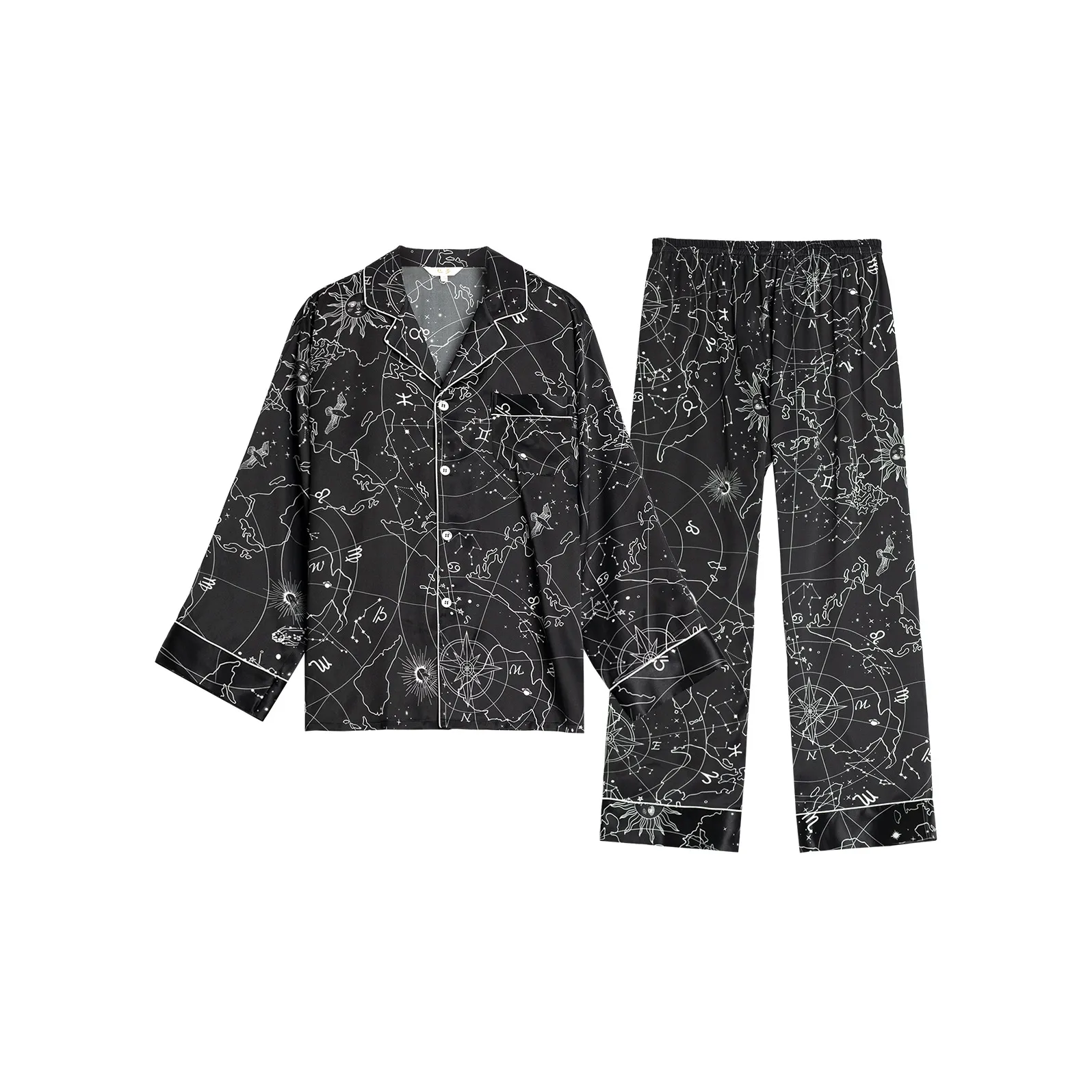 Silk Boundary Pajama Set Men's Black