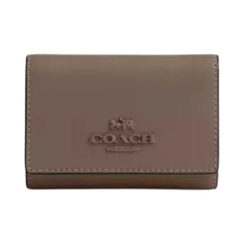 COACH Micro Refined Calfskin Wallet Mini Women's Dark Stone Color