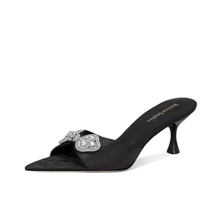 JESSICA SOPHIA Rhinestone противоскользящие устойчивые к истиранию слипоны женские черные