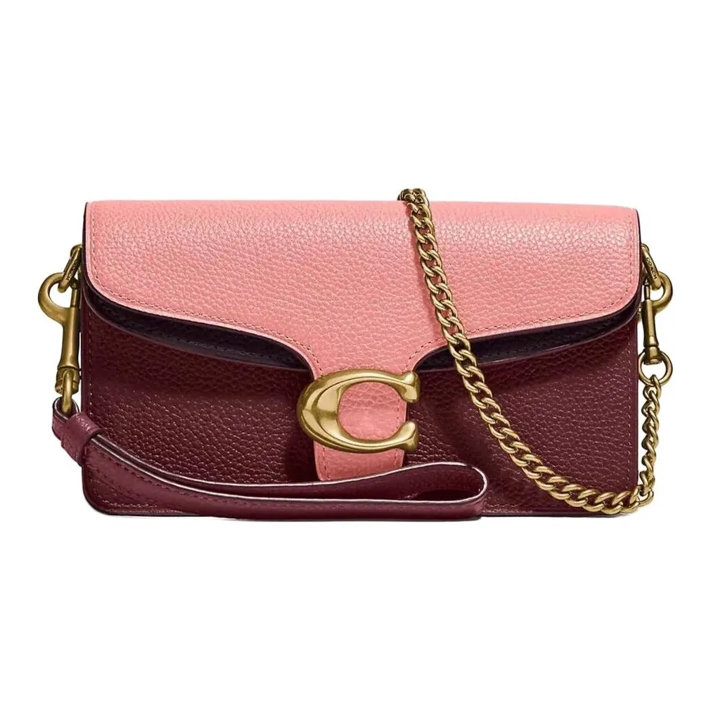 COACH Tabby Leather One Shoulder Handbag, Crossbody Bag Mini Women's Macaroon Pink & Burgundy