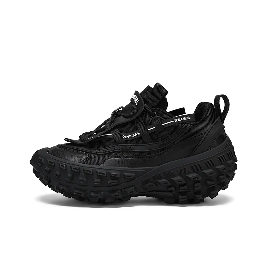 DEVIL AND ANGEL Cushioning Anti-Slip And Wear-Resistant Height Increasing Low-Top Chunky Sneakers Unisex Black