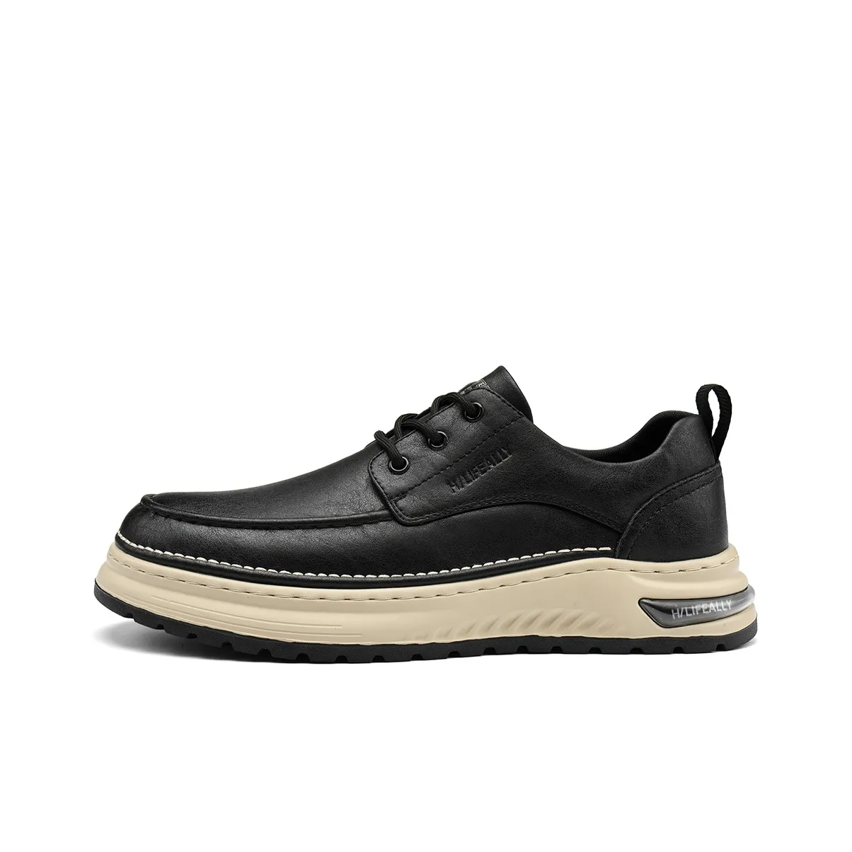 HLA Men's Vintage Abrasion Resistant Versatile Work Boots Low Top Platform Casual Leather Shoes