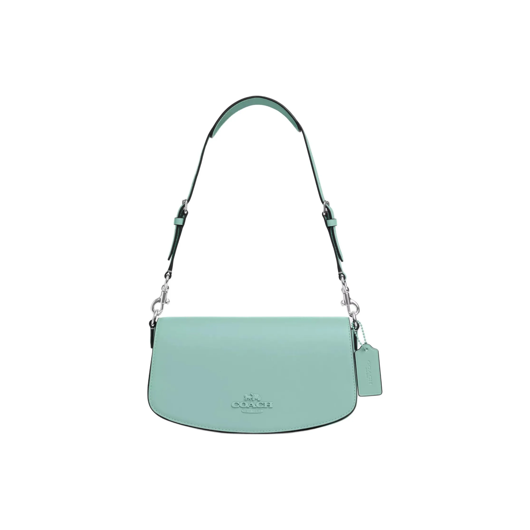 COACH Cow Leather Crossbody Bag, Shoulder Bag Women's Silver & Faded Blue