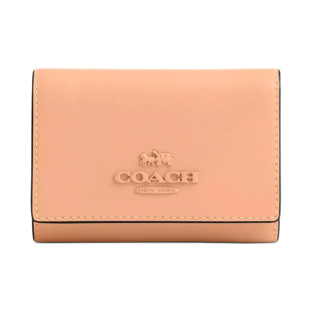 COACH Refined Calfskin Wallet Mini Women's Silver & Faded Blush