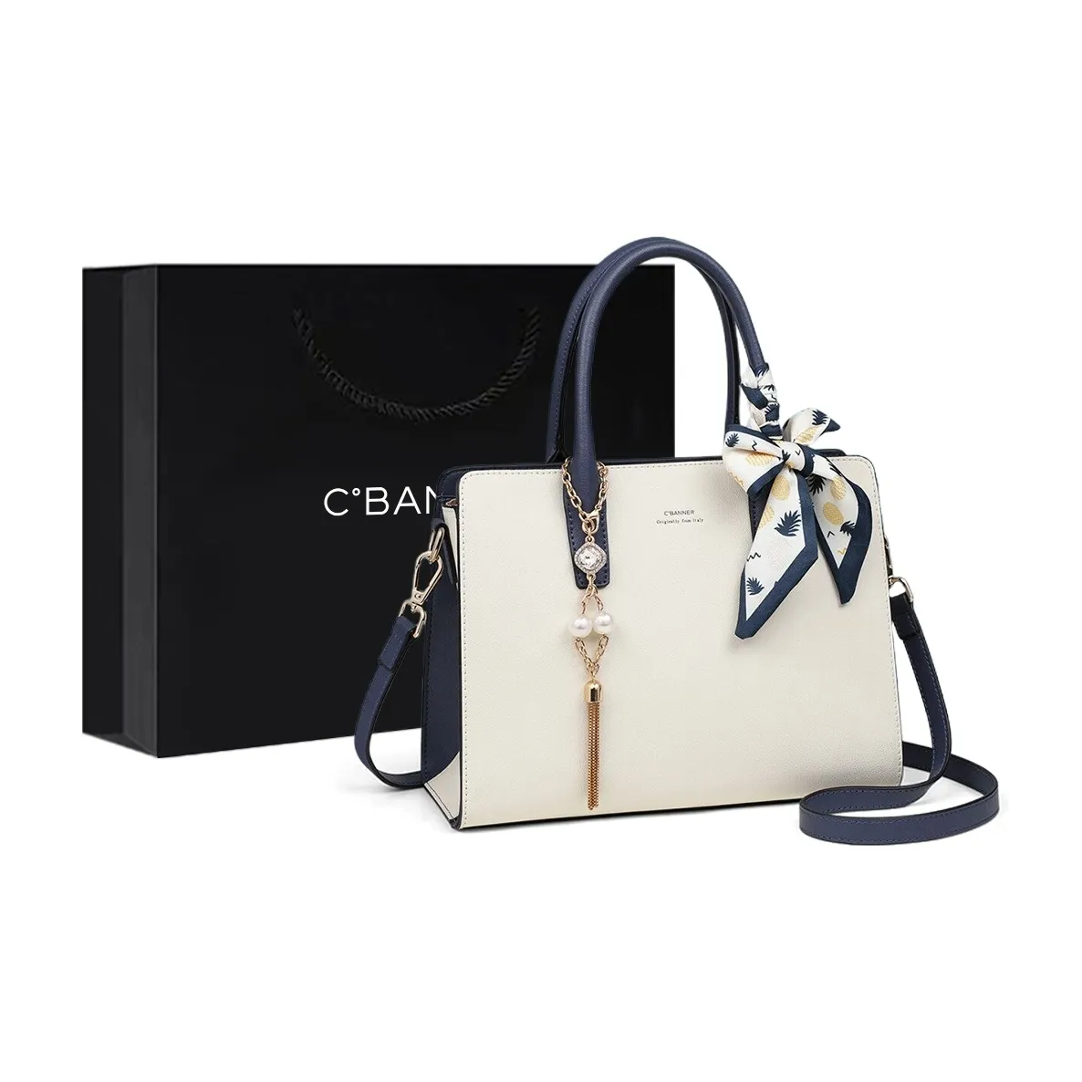 C°BANNER Спилок коровьей кожи с синтетической кожей портативный одно плечо через плечо сумка-тоут Mom большой женский экрю