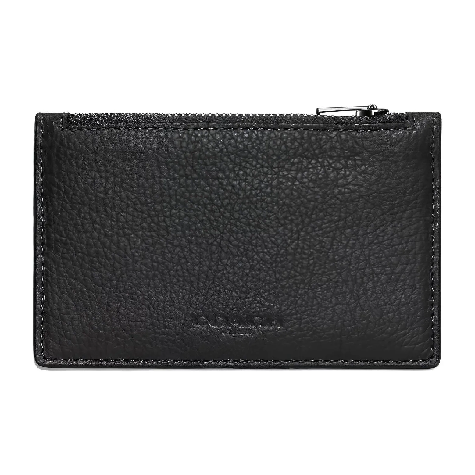 COACH Card Case Pebble Texture Cow Leather Coin Purse, Card Holder Unisex Black