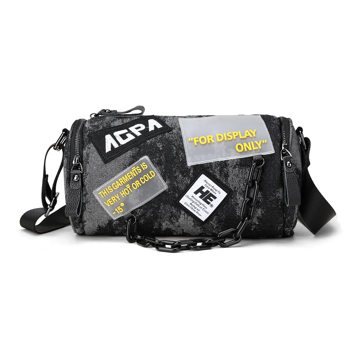 Fillove Деним Ткань Сумка через плечо Стандартная Унисекс Черный