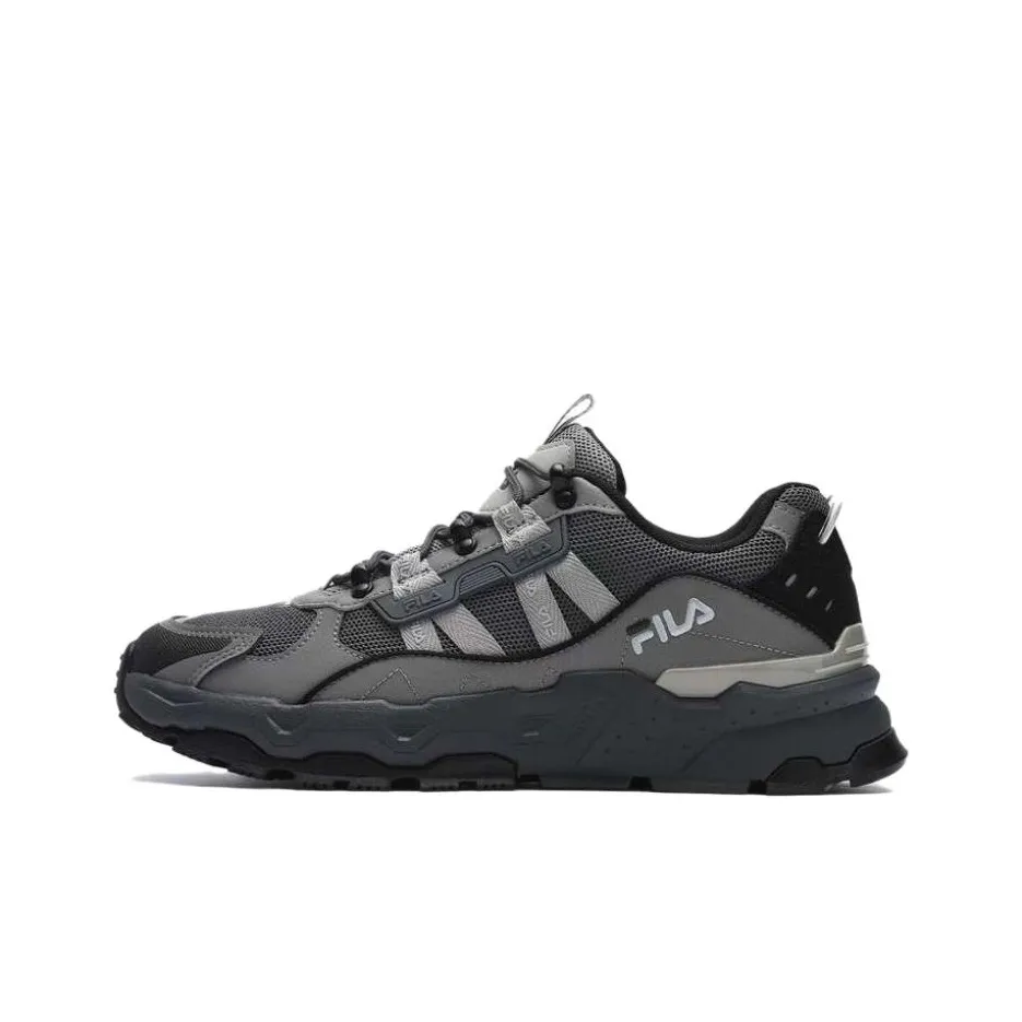 FILA TREK Anti Slip Wear Resistant Breathable Lightweight Low Top Chunky Sneakers Men's Black