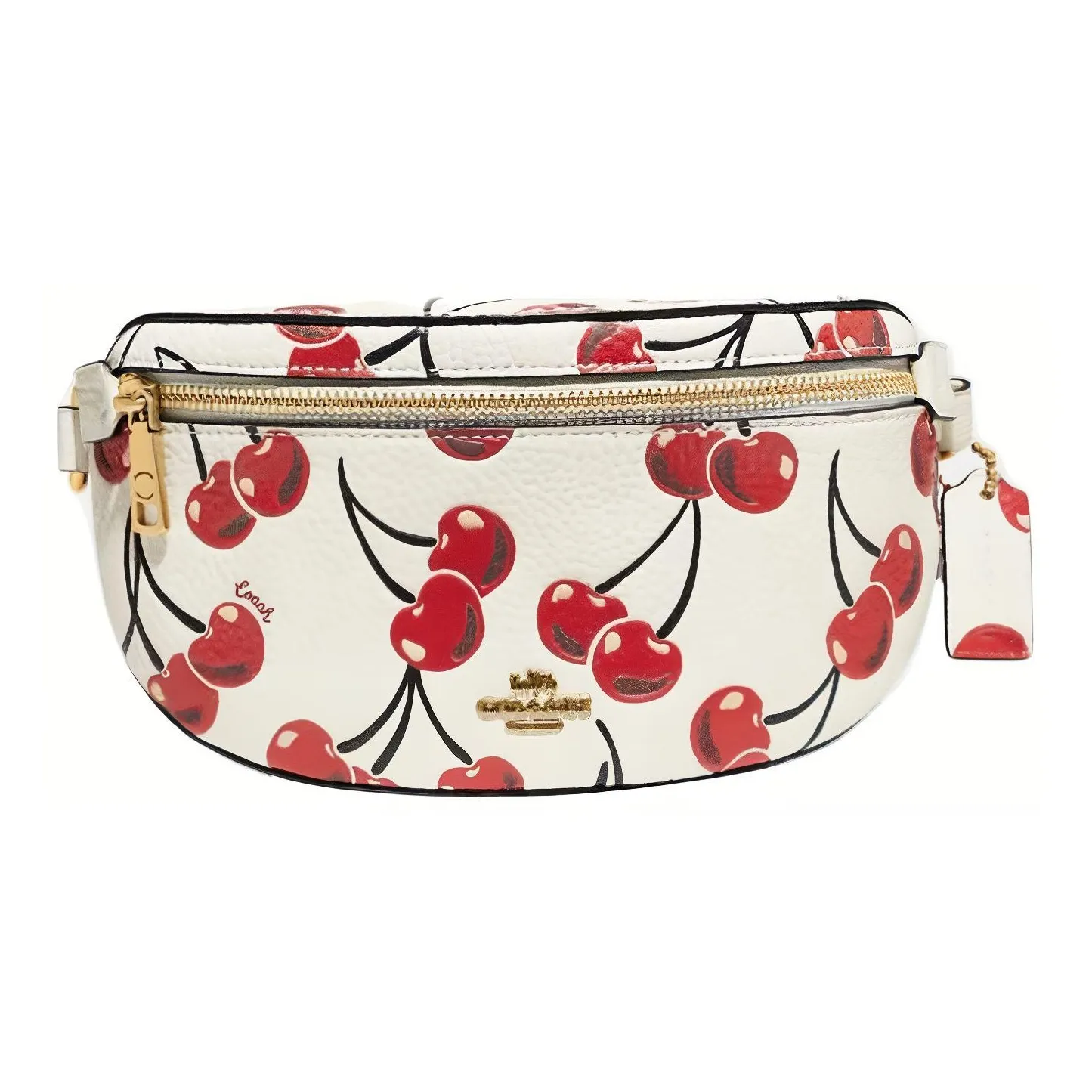 COACH Bethany Pebbled Leather Sling Bag, Fanny Pack Trumpets Women's White
