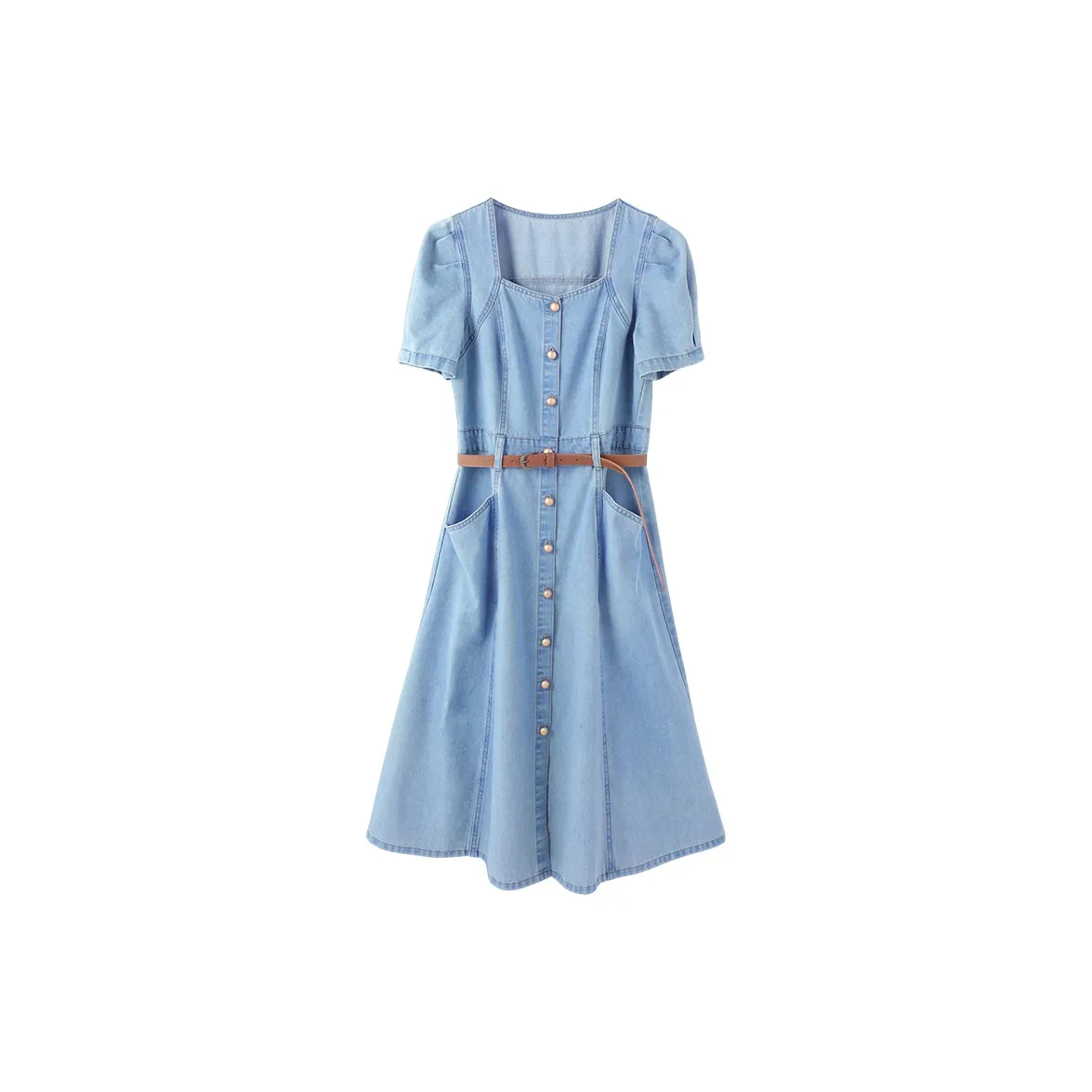 XIANGYING Short Sleeved Dress Women's Blue