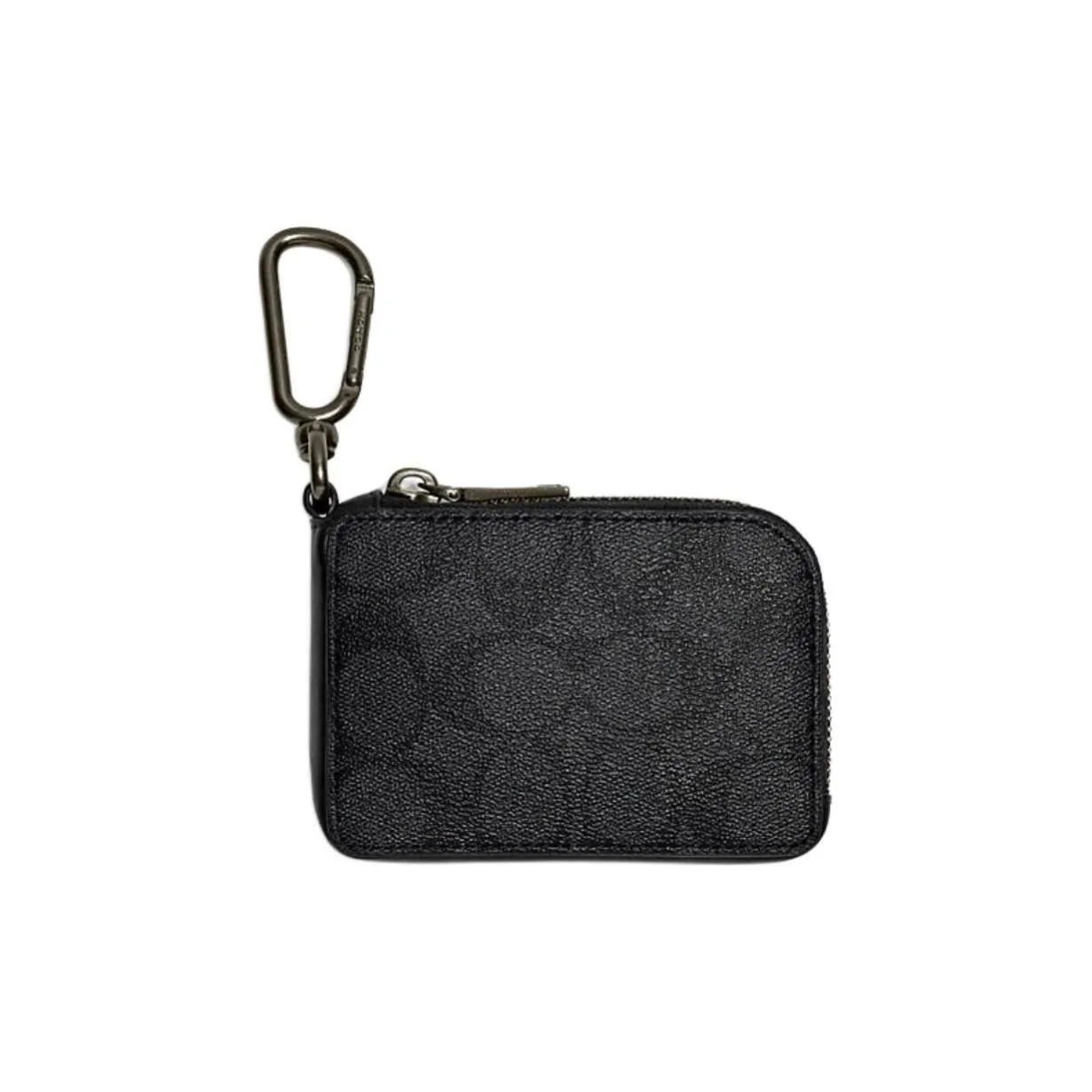 COACH L Zip Artificial Leather With Cow Leather Key Pouch Mini Unisex Charcoal Black