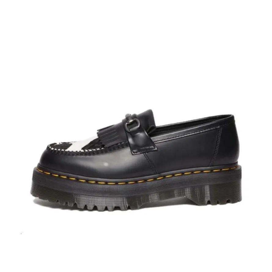 Dr. Martens Dr.Martens Adrian Snaffle Hair On & Leather Cow Print Kiltie Loafers 'Black' Women's