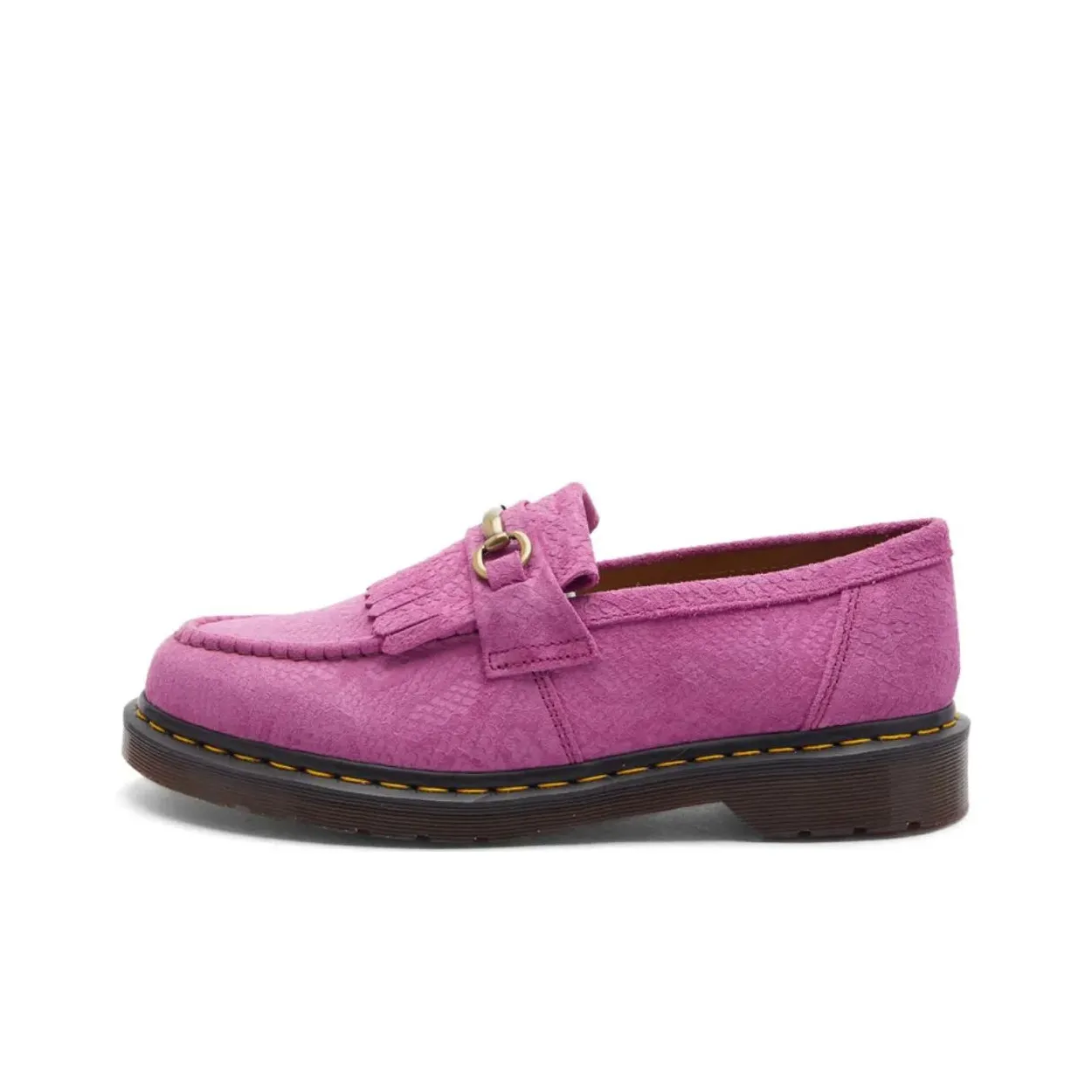 Dr. Martens Adrian Snaffle Repello Emboss Suede Kiltie Loafer 'Thrift Pink'