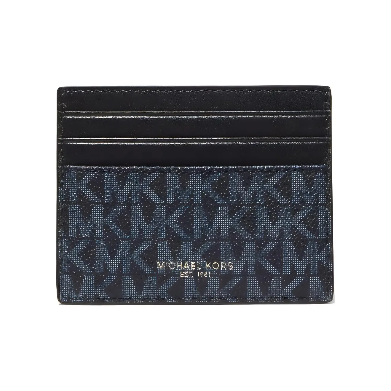 MICHAEL KORS Greyson Artificial Leather Card Holder Trumpets Men's Blue