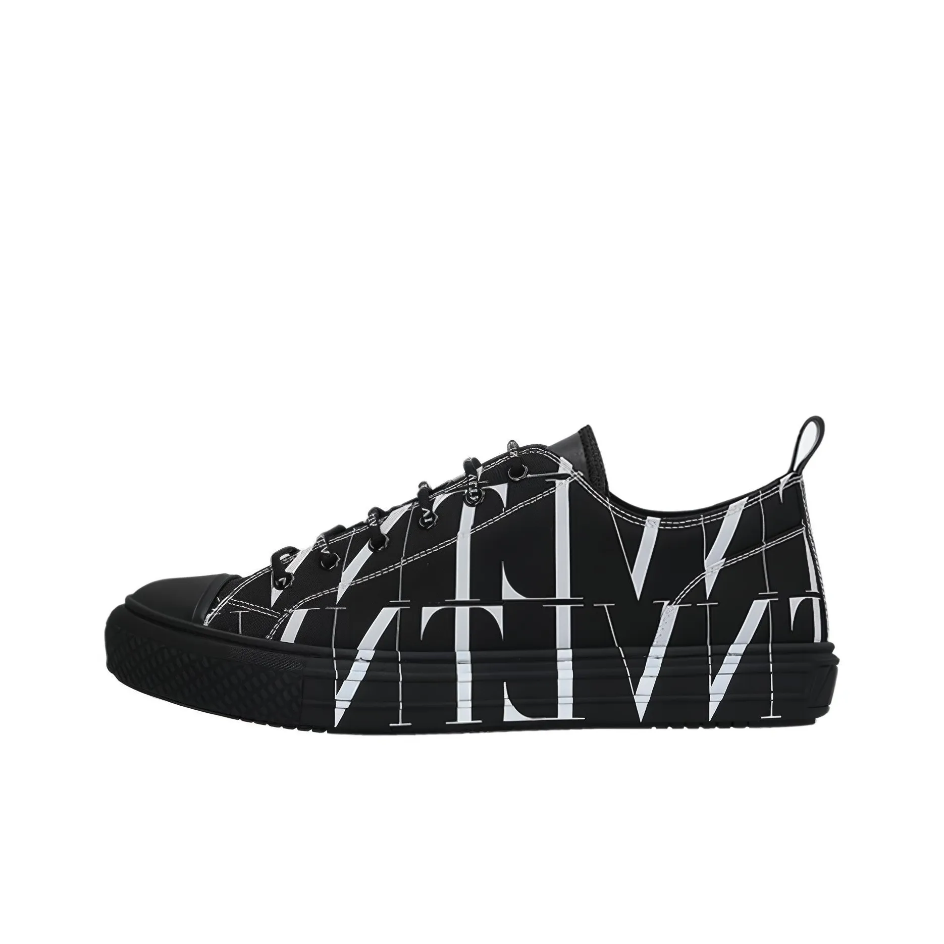 Valentino Canvas Shoes Men Low Top Black