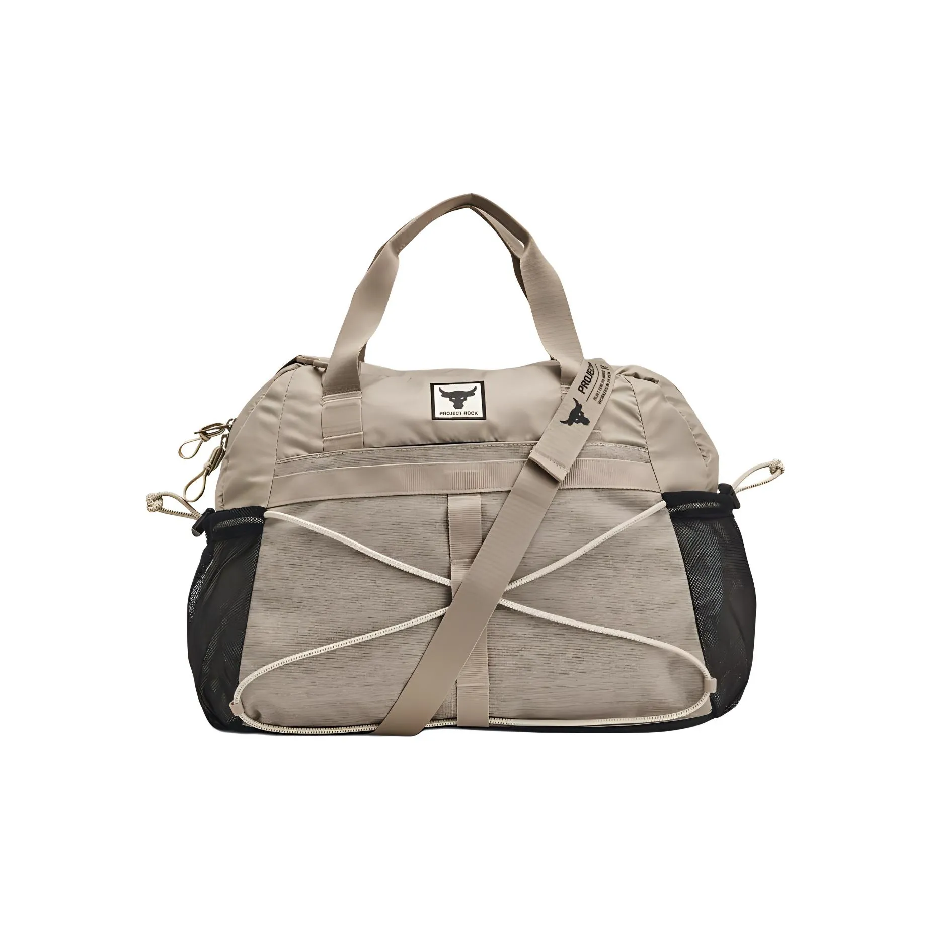 Under Armour Polyester Nylon Blend Portable One Shoulder Crossbody Gym Bags Small Size Women's Taupe & Black