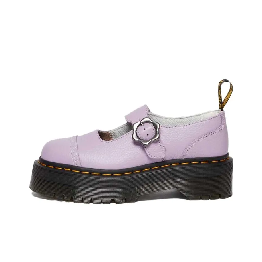 Dr. Martens Addina Flower Buckle Leather Platform Shoes 'Lilac' Women's