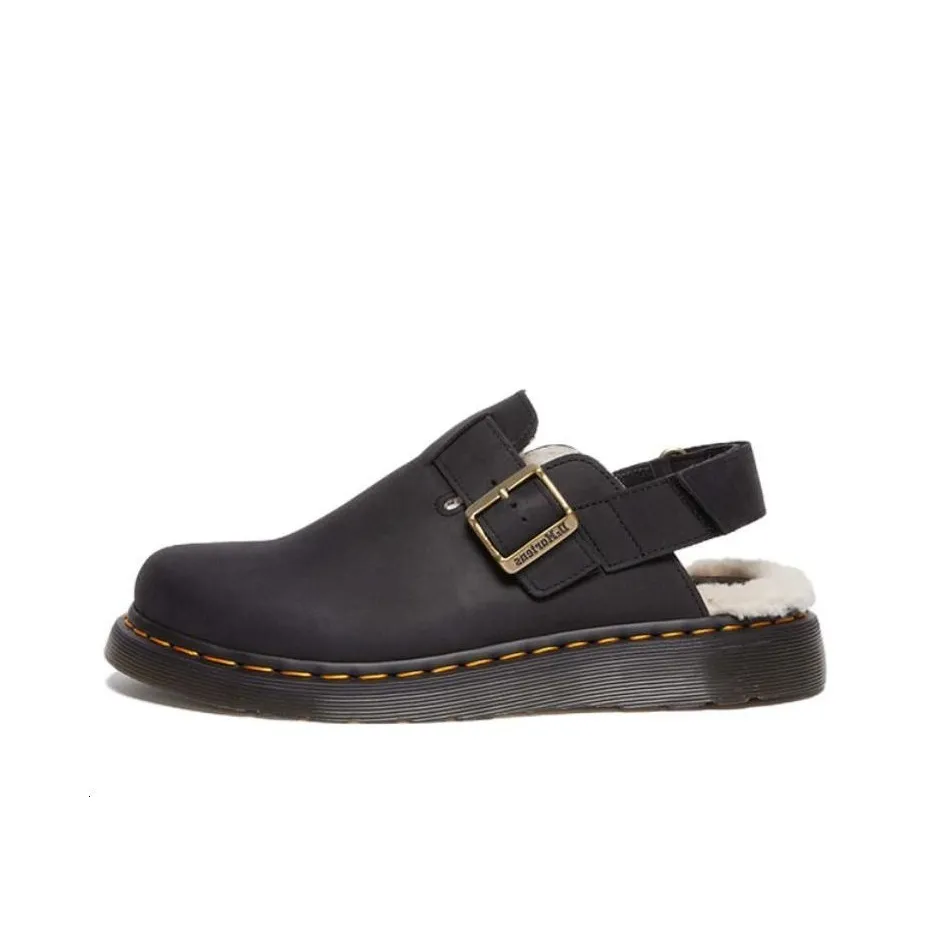 Dr.Martens Jorge Ii Faux Fur Lined Nubuck Slingback Mules 'Black' lamper's