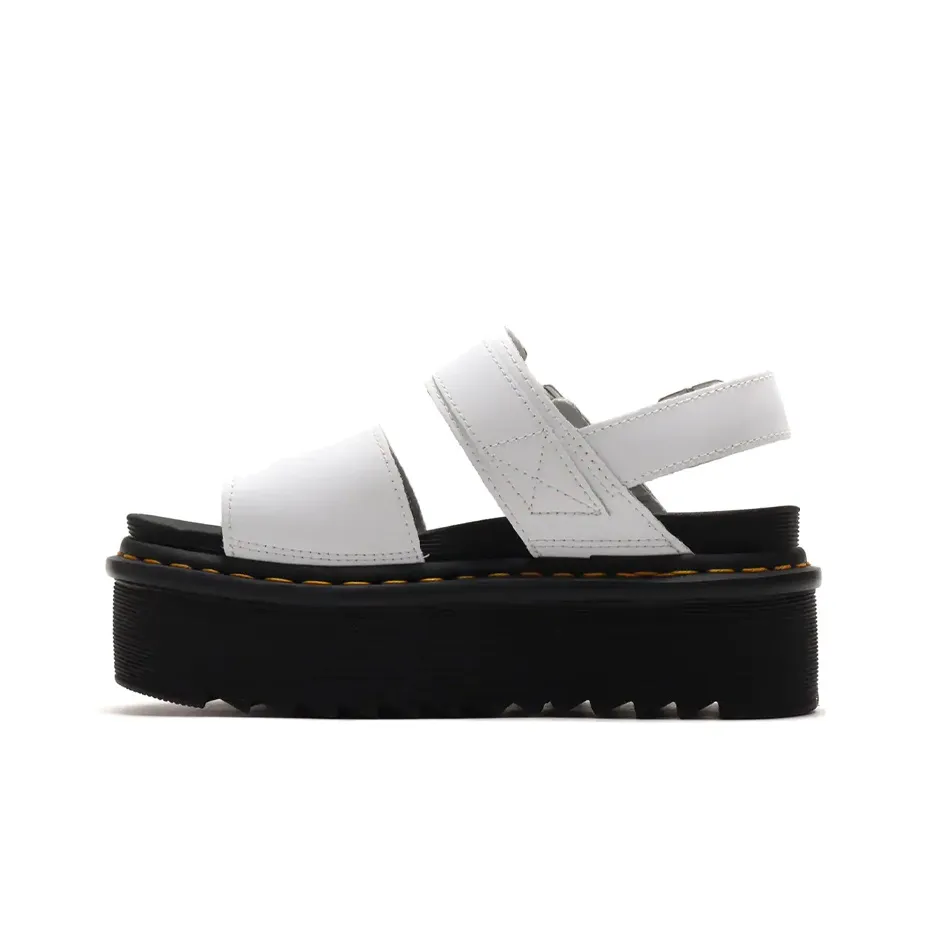 Dr. Martens Voss Leather Thick Bottom Sandals White Women's