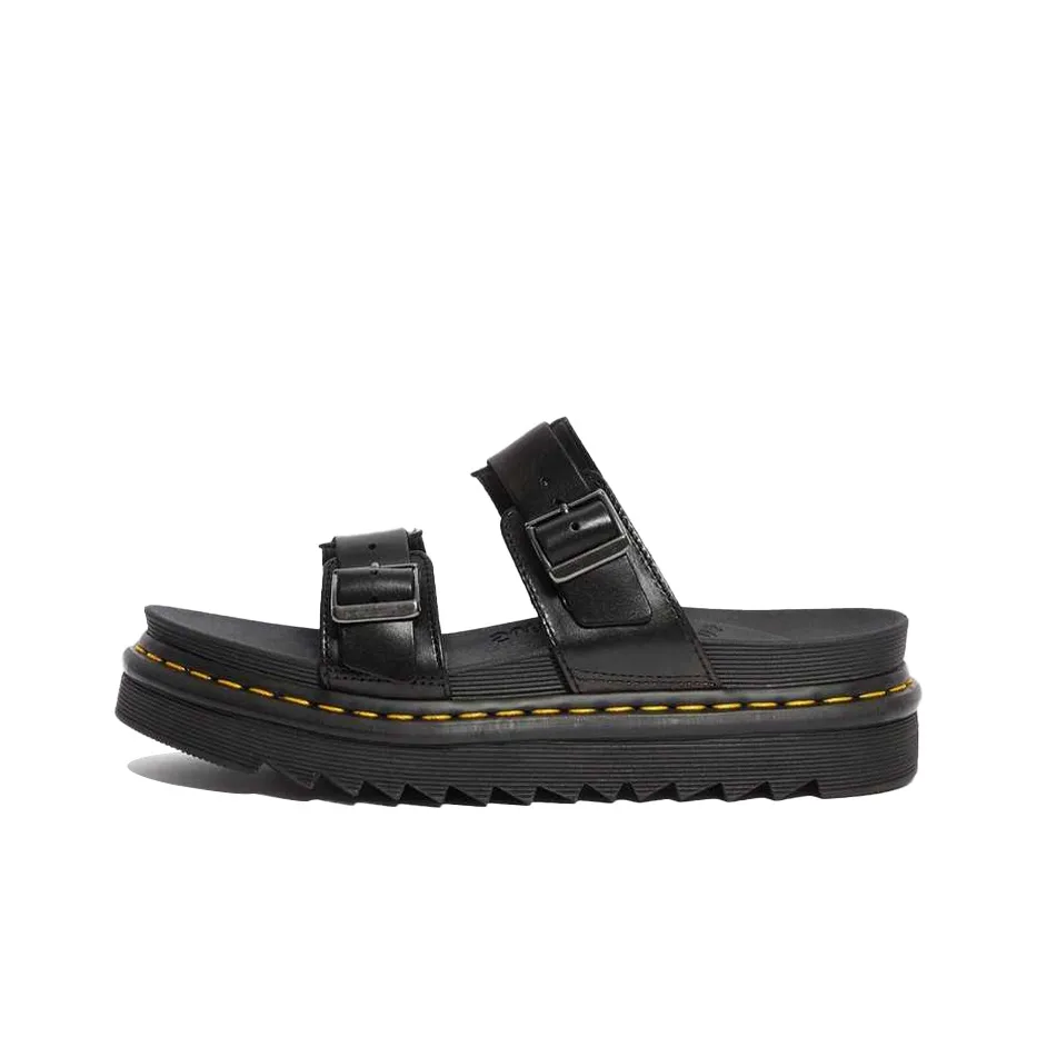 Dr. Martens Myles Brando Leather Buckle Slide Sandal Black