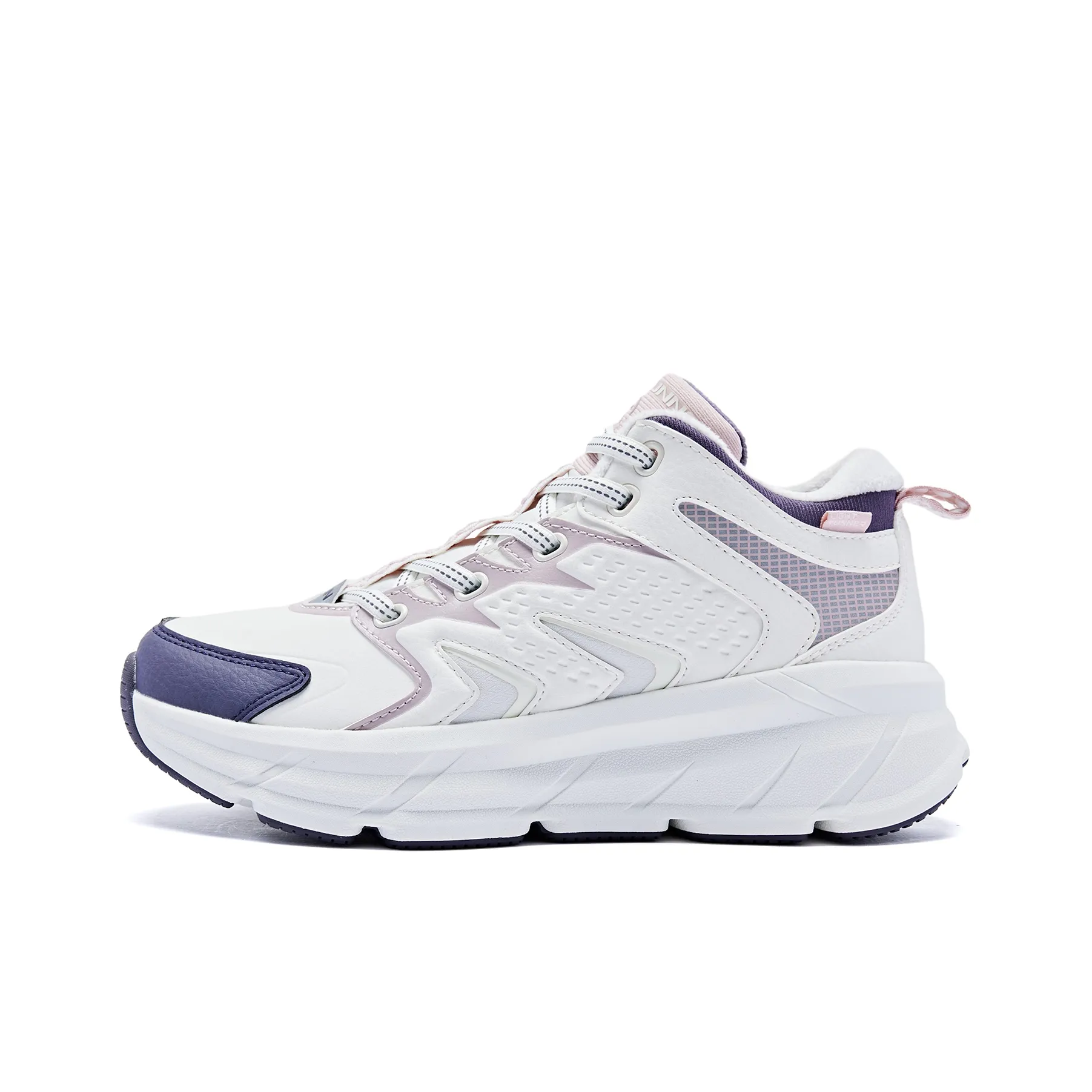 QIAODAN Wear resistant And Lightweight High Top Running Shoes Women's White Purple