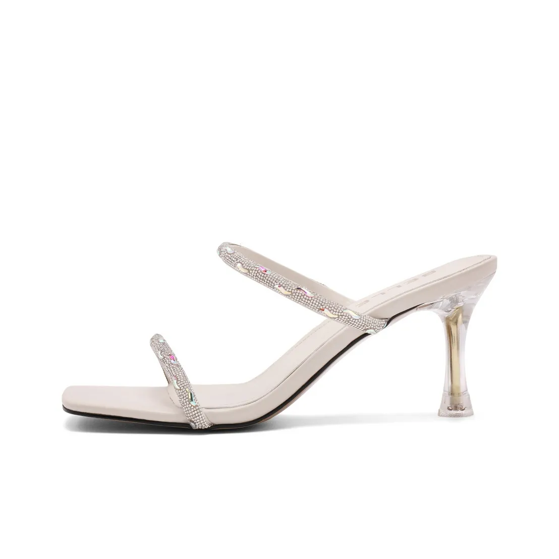 BELLE Rubber Sole Rhinestone Quiet Slip Resistant Abrasion Resistant Slide Slippers Women's