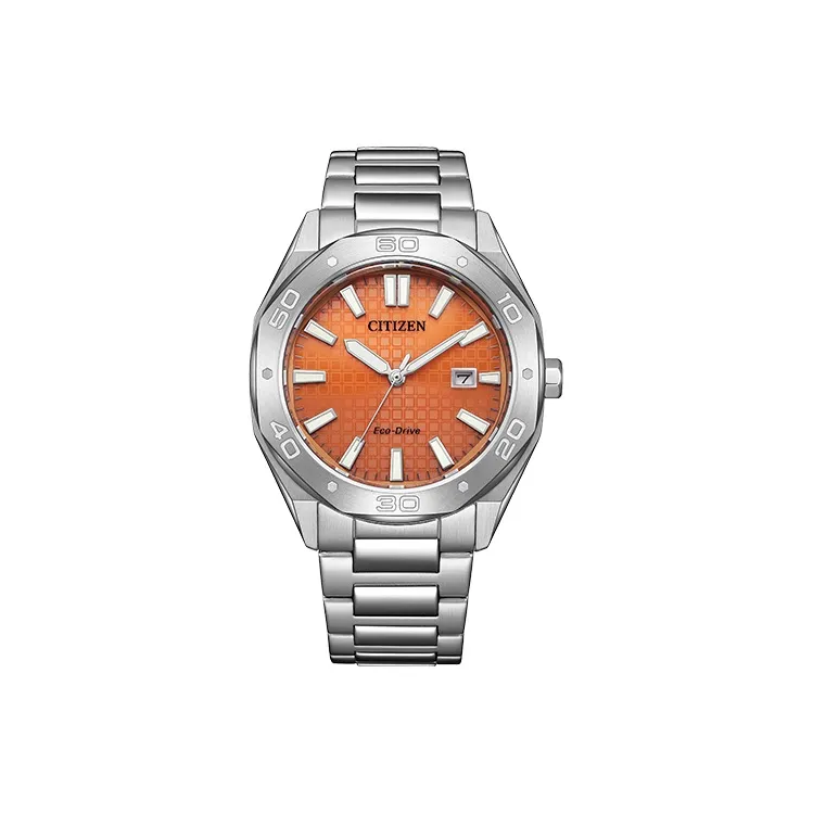 CITIZEN Eco Drive Series Светильник Кварцевый механизм Нержавеющая сталь Ремешок Часы 41 мм Унисекс Апельсиновый циферблат часов