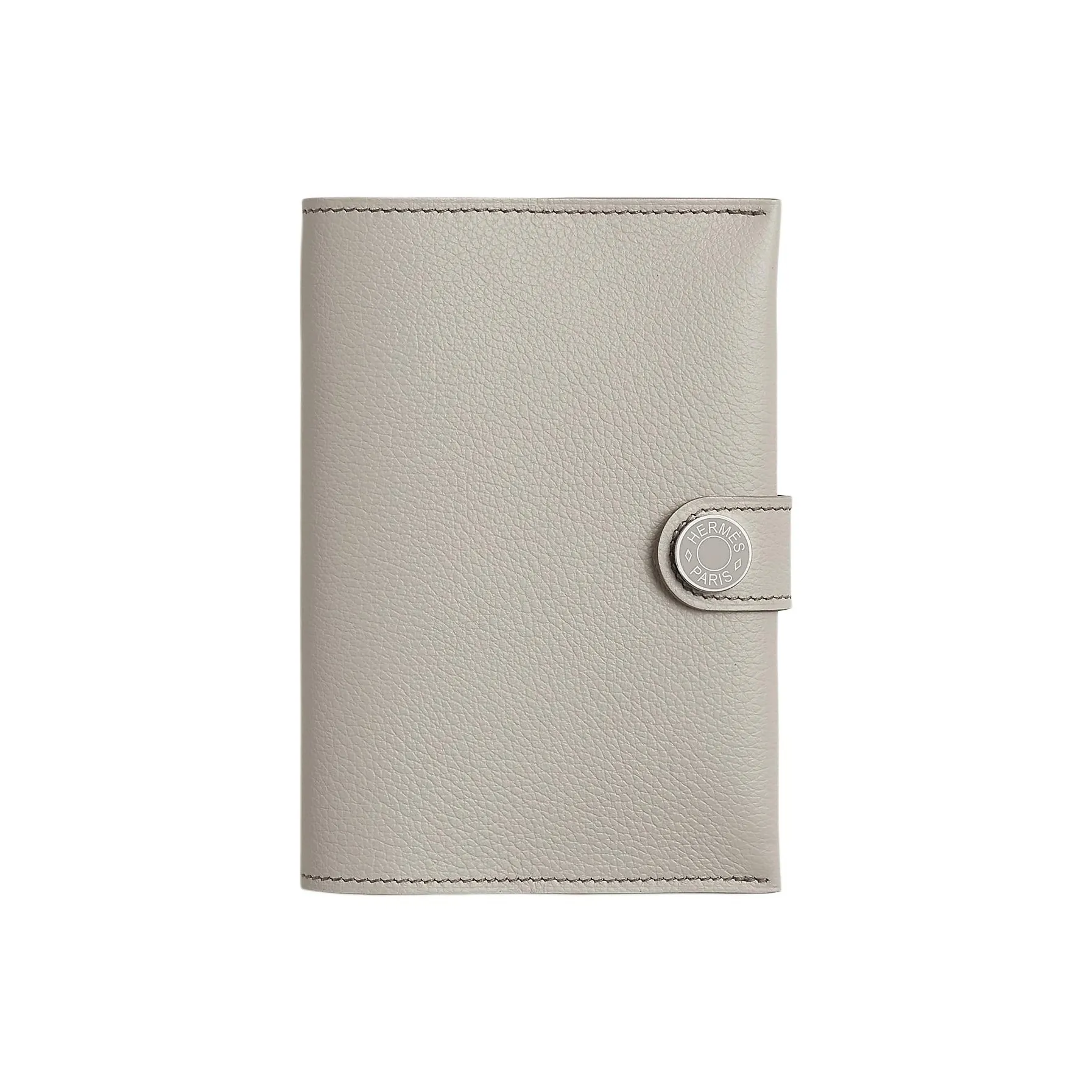 HERMES Evercolor Calfskin Card Holder Passport Holder Women's Concrete Gray