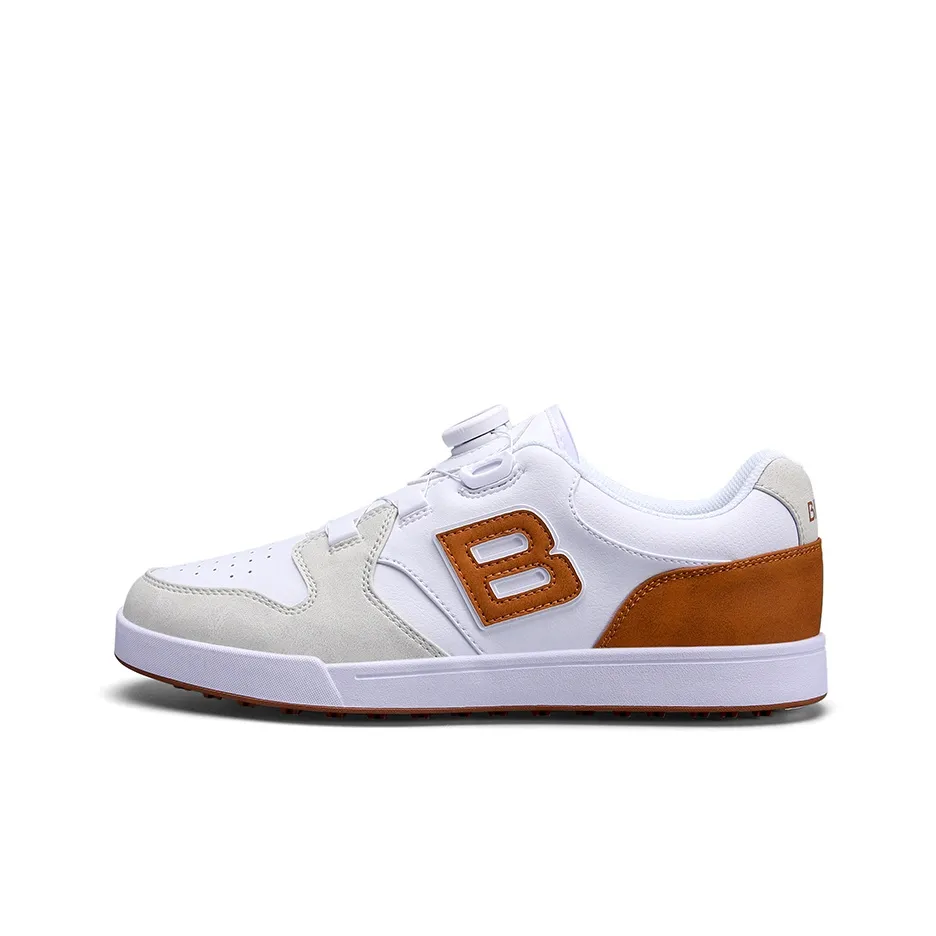 Birdie Anti-Slip Wear-Resistant Water-Resistant Lightweight Rebound Mid-Top Golf Shoes Men's White Brown Khaki