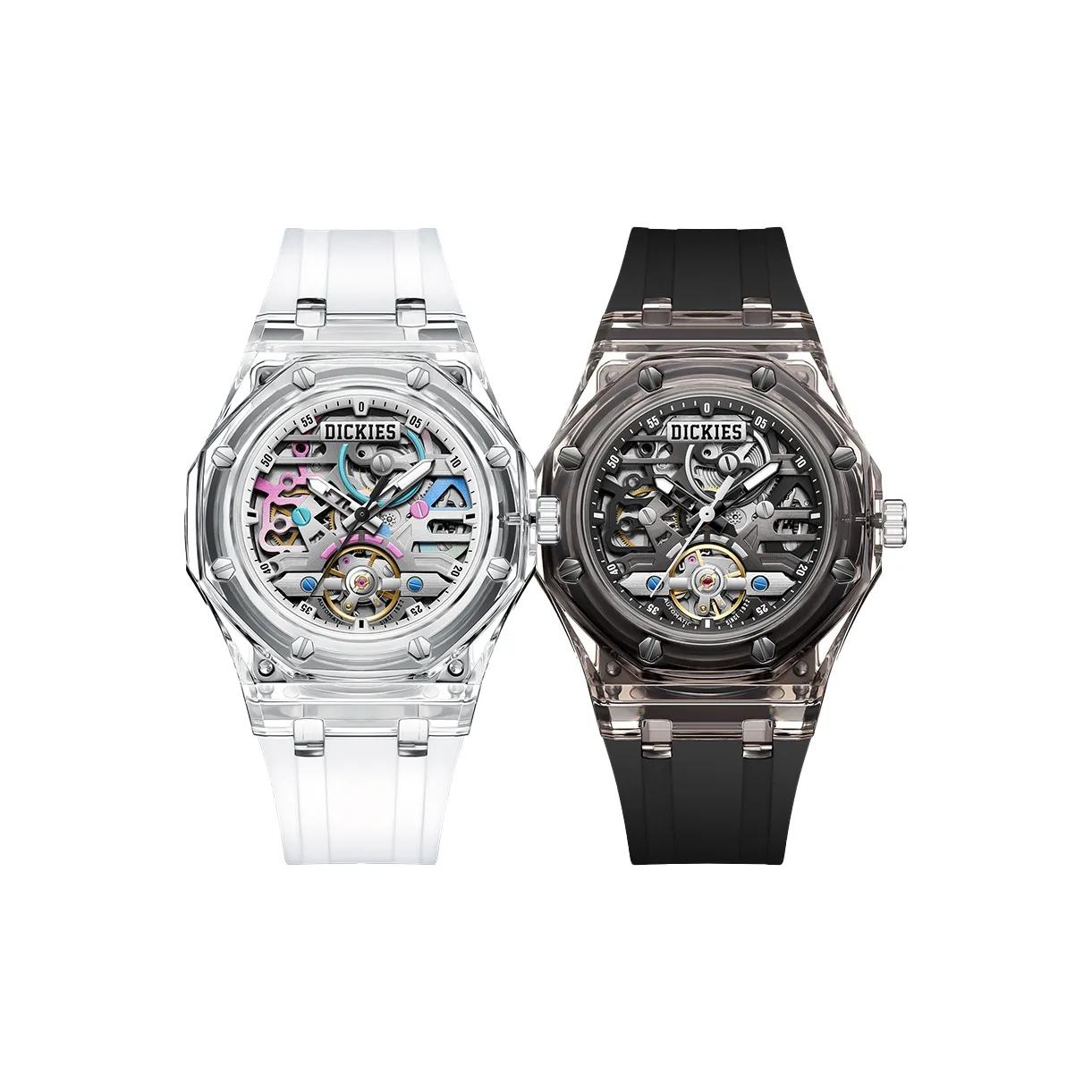 Dickies Механические часы силиконовый ремешок белый циферблат унисекс