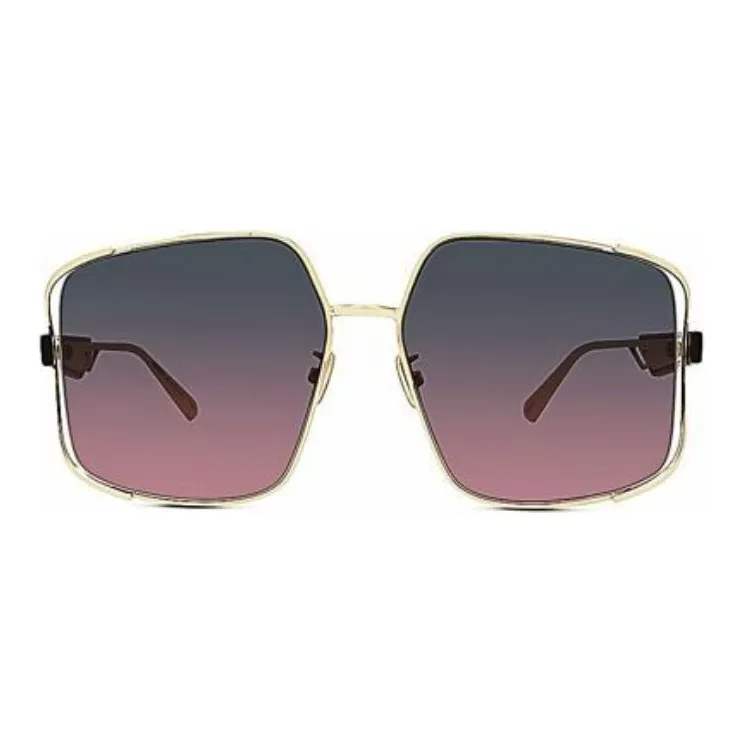 DIOR Metal Irregular Shape Sunglasses Women's Gold