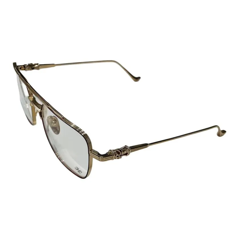 Chrome Hearts Temporarily Out Of Stock Aviator Eyeglass Frames Unisex Gold