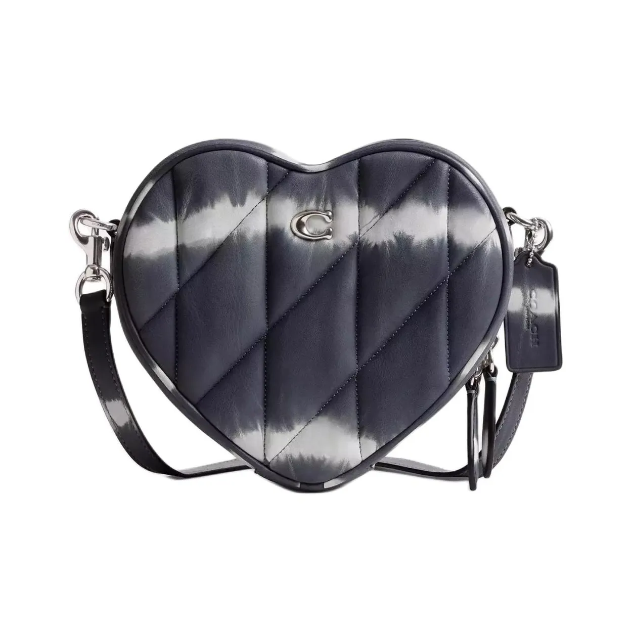 COACH Heart Nappa Leather Shoulder Bag Crossbody Bag Small Size Women's Midnight Navy Multicolor